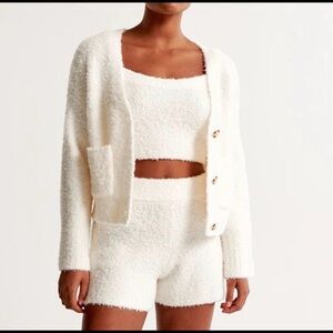 Abercrombie & Fitch Lounge Boucle Wool Blend Sweater Cardigan * LIGHT GREEN*